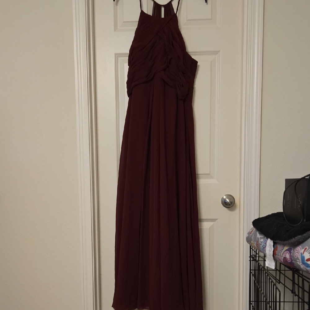 Azazie Burgundy Maxi Dress